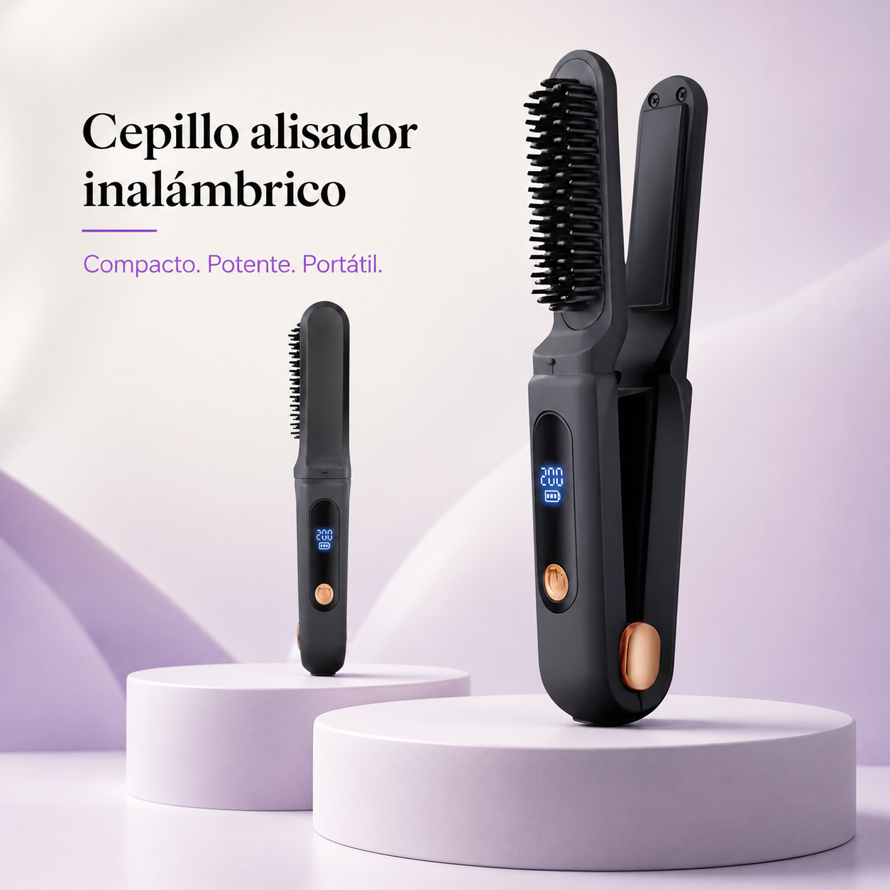 Cepillo Alisador Inalámbrico Portátil con 3 Temperaturas